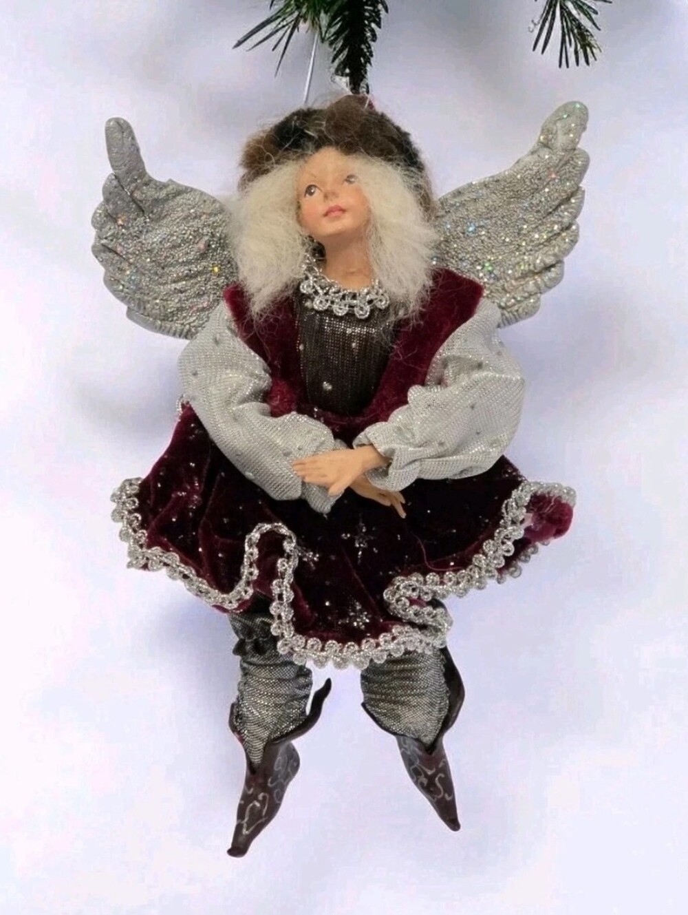 Vintage Sitting Fairy Girl Angel 9" Shelf Sitter Hanging Christmas Ornament